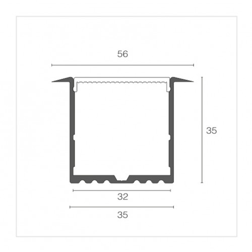 Встраиваемый алюминиевый профиль 56х35х2000мм (LR60-M)